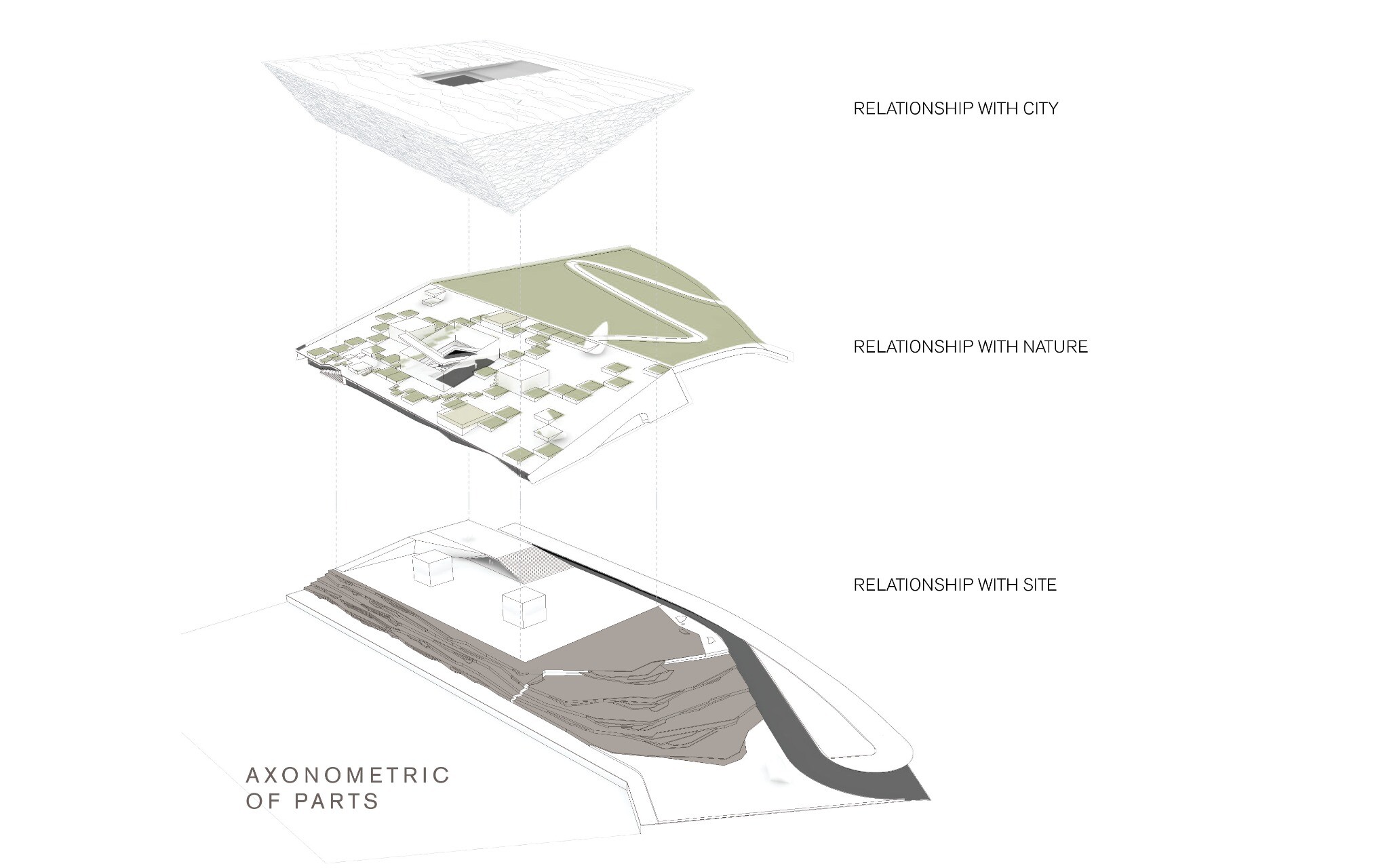 Illusion section of the museum gap space, explaining how reflective surfaces merge sea views with exhibition spaces.