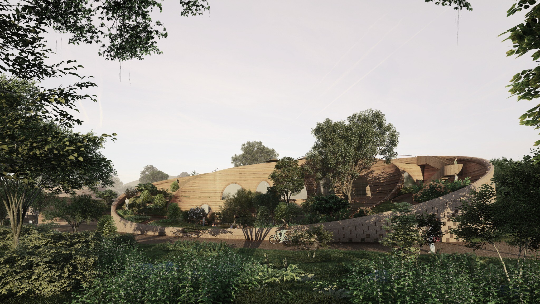Entrance view of Row House B in Modern Cave Dwellings.
