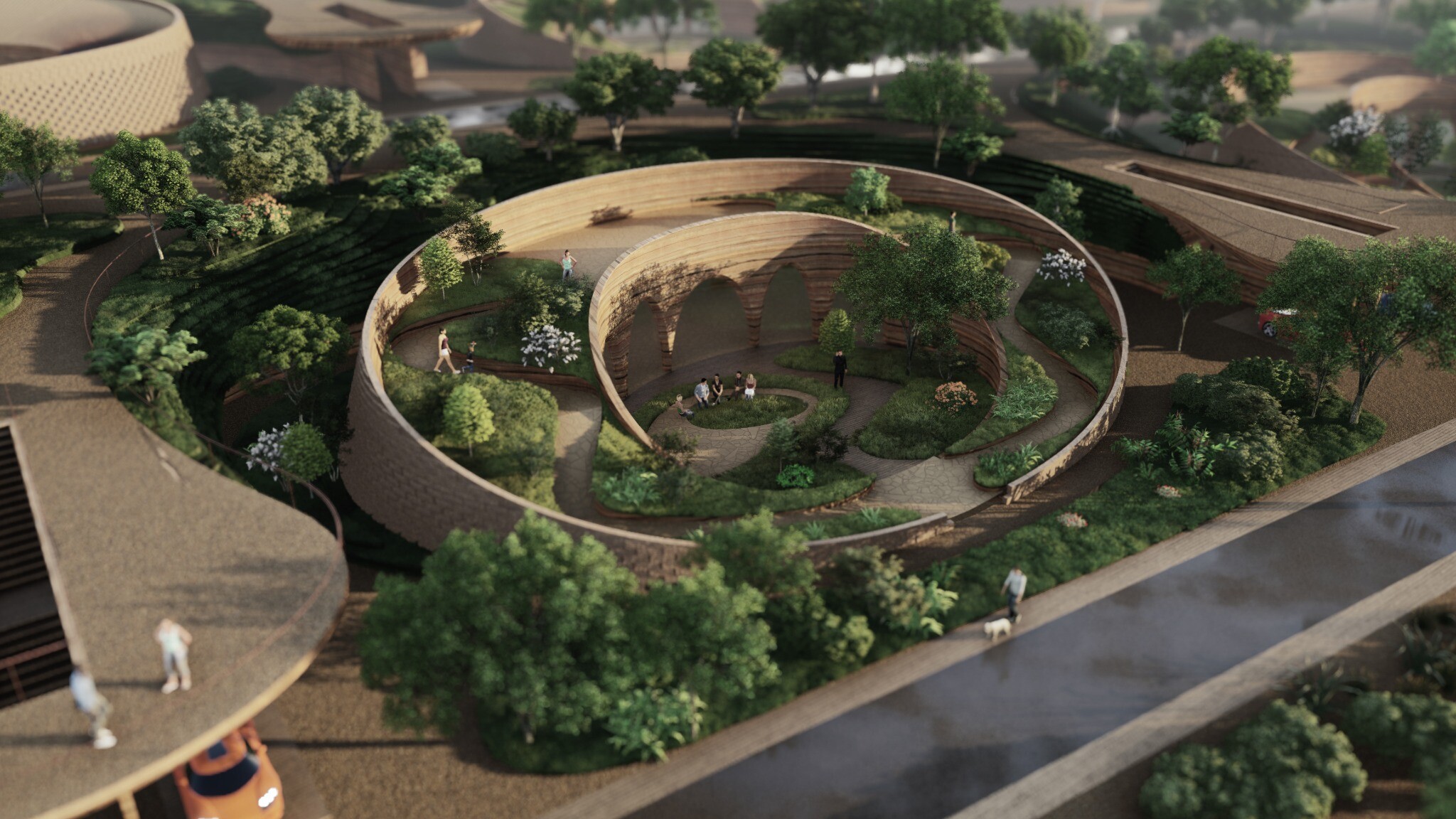 Aerial view of Detached Villa D in Modern Cave Dwellings.