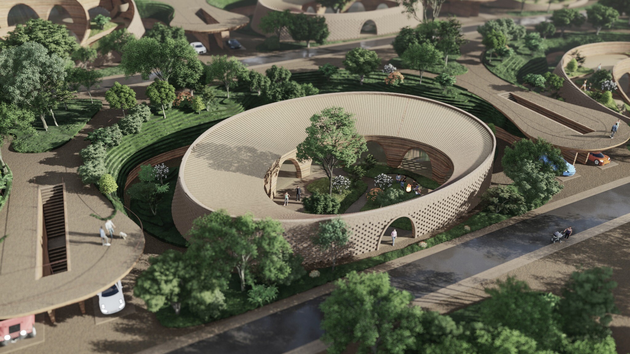 Aerial view of Detached Villa E in Modern Cave Dwellings.