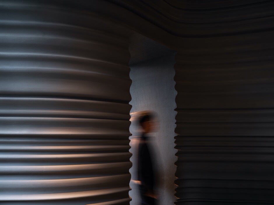 Interior dining scene at BIANCHI PLUS Italian Restaurant in Shanghai, strengthening the experience of dining inside a sculptural space.