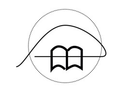 Book and arch symbol for the main space, expressing a combined place for events, information, and back-of-house functions.